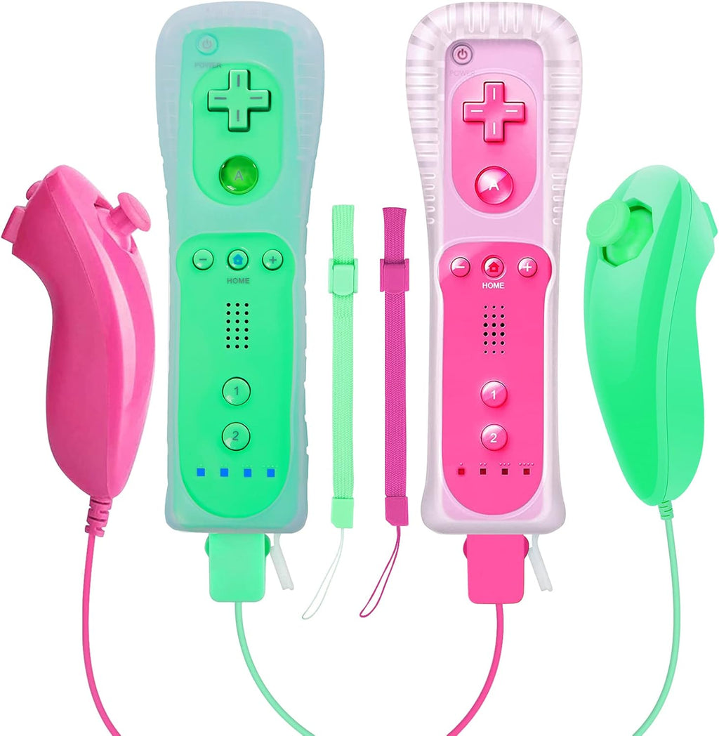 2 Packs Wireless Controller and Nunchuck Joystick with Silicone Case and Wrist Strap Z8784