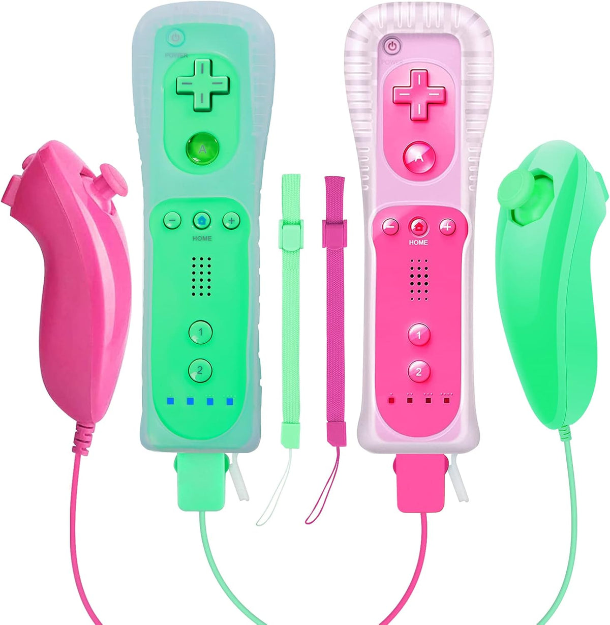 2 Packs Wireless Controller and Nunchuck Joystick with Silicone Case and Wrist Strap Z8784