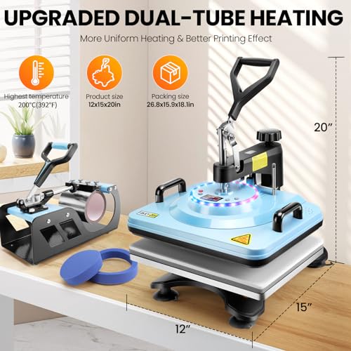 15"x12" 8 in 1 Swing Away Heat Press Machine D148