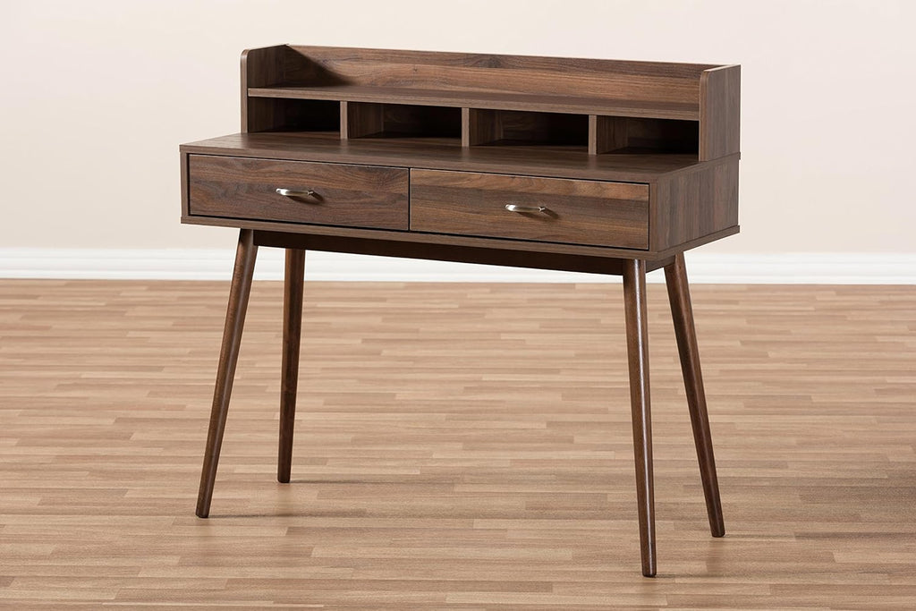 Walnut Brown 2-Drawer Desk B465