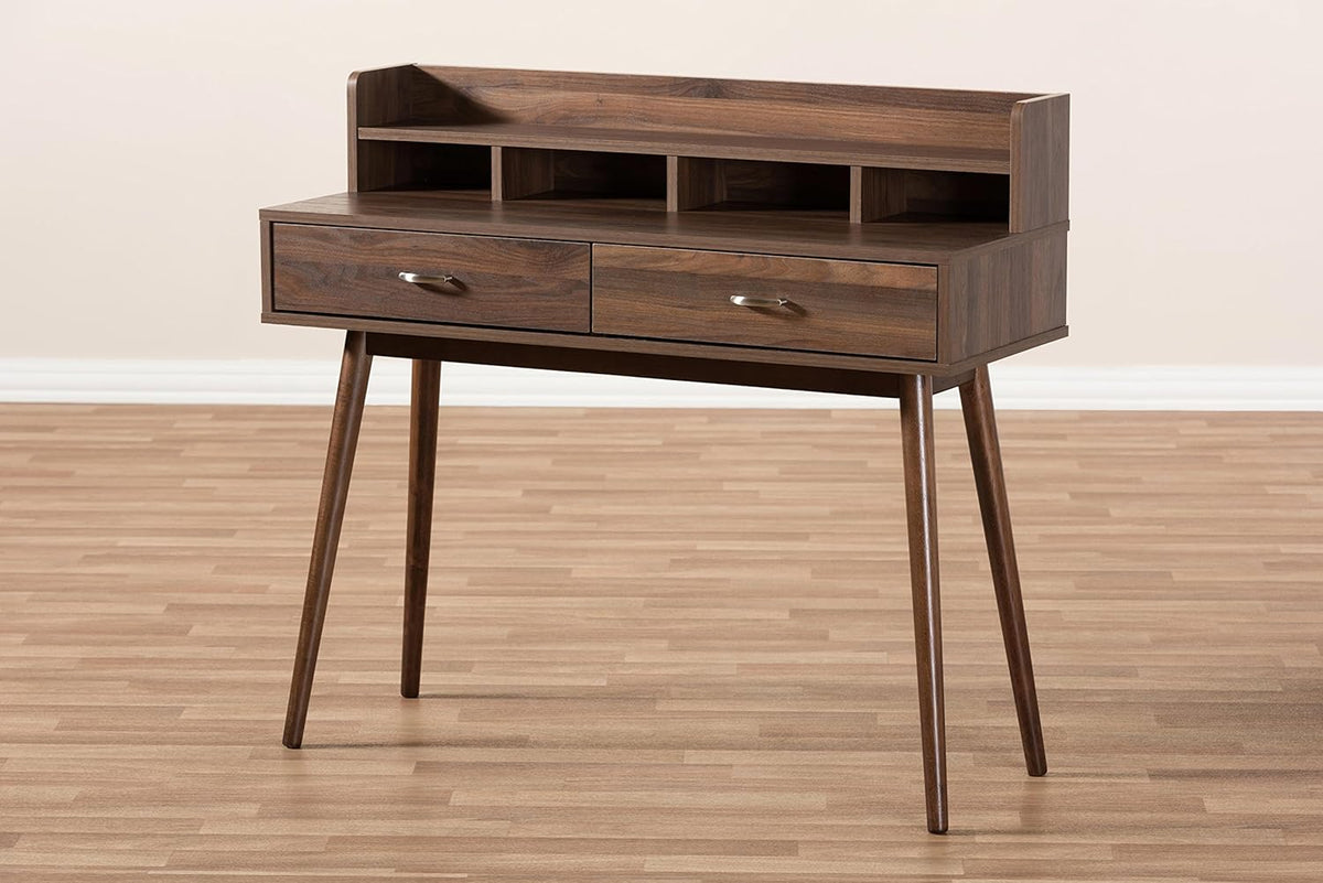 Walnut Brown 2-Drawer Desk B465