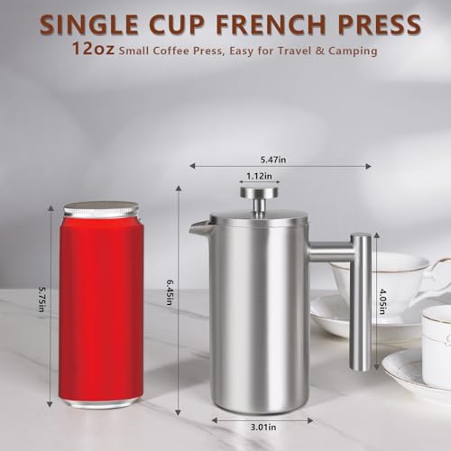 12 OZ Stainless Steel French Press Coffee Maker E5012