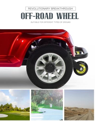 Red Foldable 4 Wheel Mobility Scooter 400 lbs 250W with Basket S386