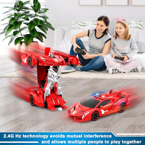 2.4Ghz 1:18 Scale Transforming Police Car Toy with Flashing Light H184029