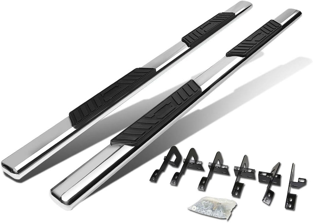 5 Inches Oval Tubing Side Step Nerf Bar Running Board Stainless Steel Black Powdercoated V528844