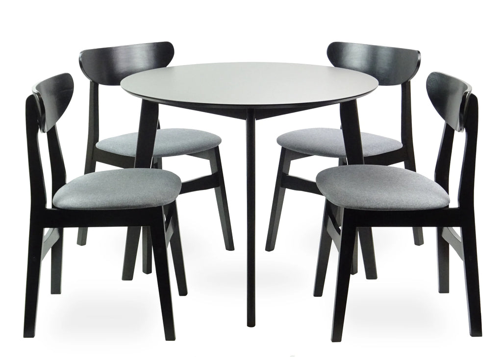 Set of 5 Solid Wood Dining Table and 4 Side Chairs with Padded Seat, Espresso O230