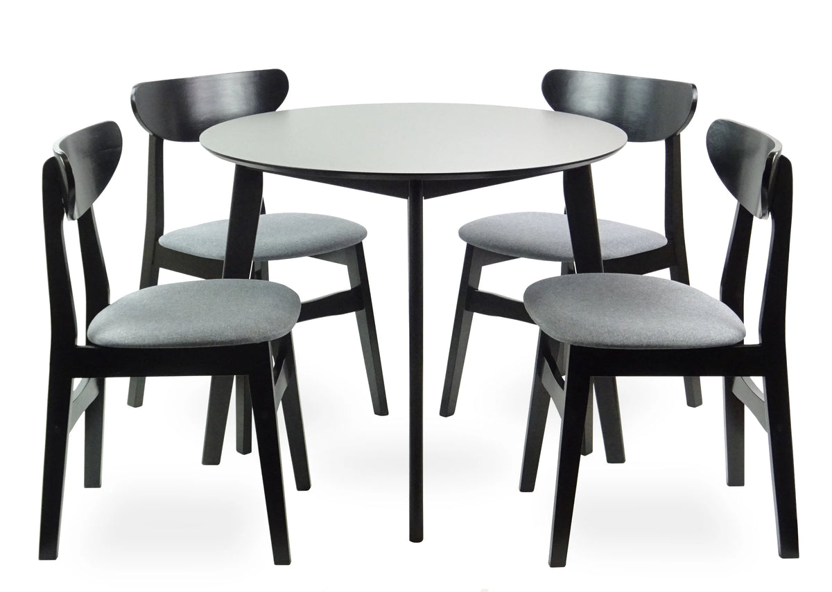Set of 5 Solid Wood Dining Table and 4 Side Chairs with Padded Seat, Espresso O230