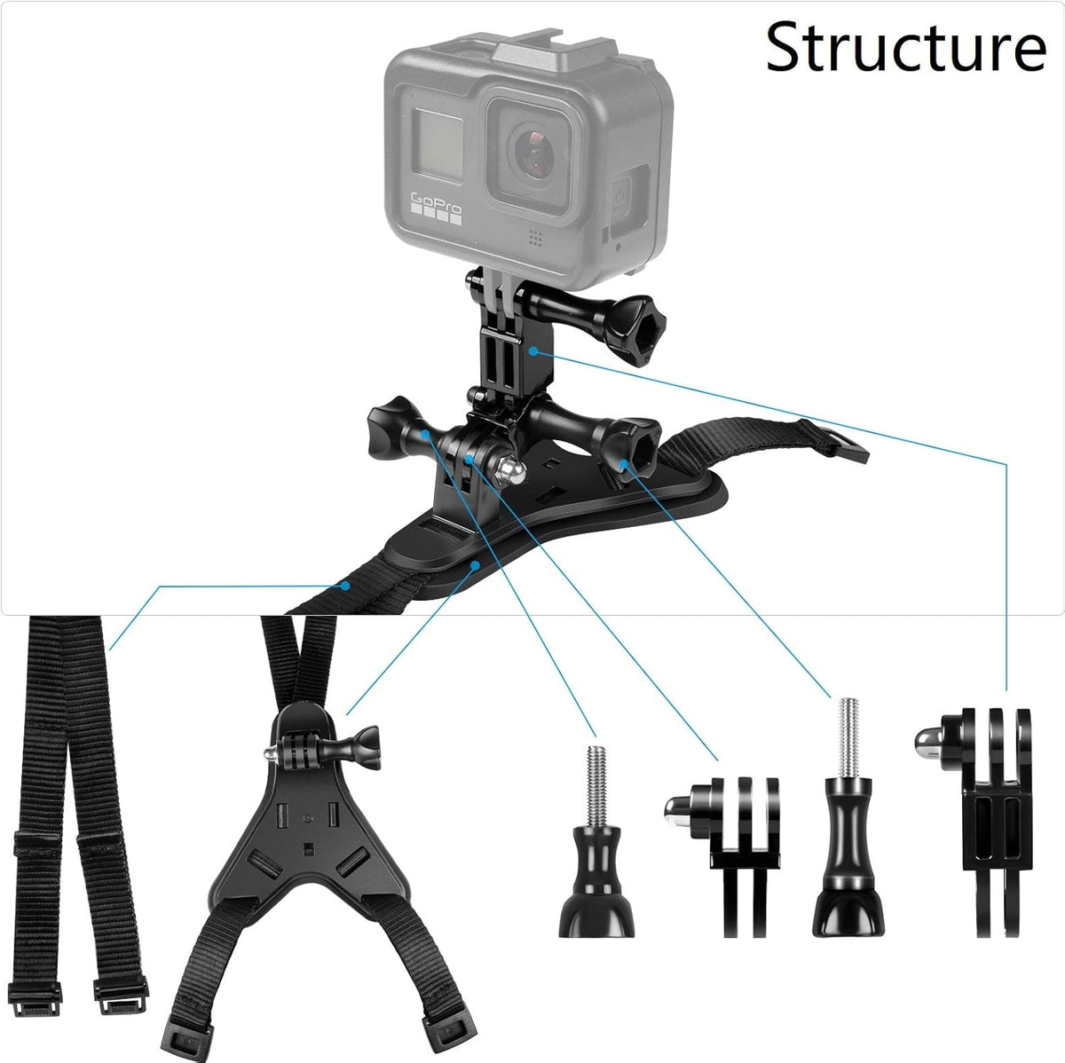 Motorcycle Helmet Chin Strap Mount for GoPro Hero Action Camera E885