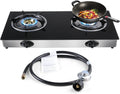 Propane Gas Cooktop 2 Burners Tempered Glass Auto Ignition Q37233