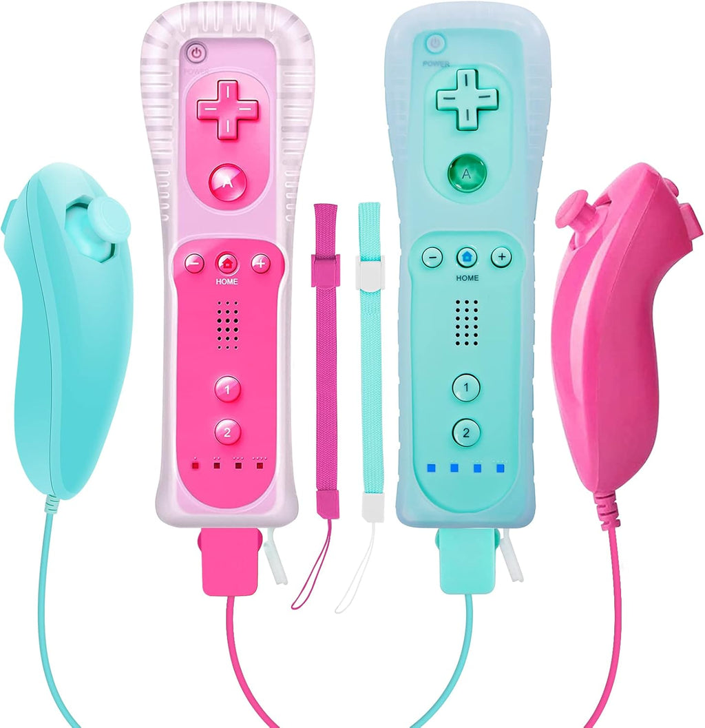 2 Packs Wireless Controller and Nunchuck Joystick with Silicone Case and Wrist Strap Z8784