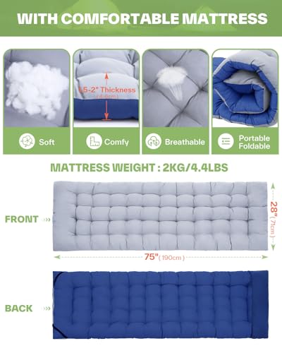 Camping Cot with Mattress Max Load 450 LBS Heavy Duty Portable Folding Bed P57710