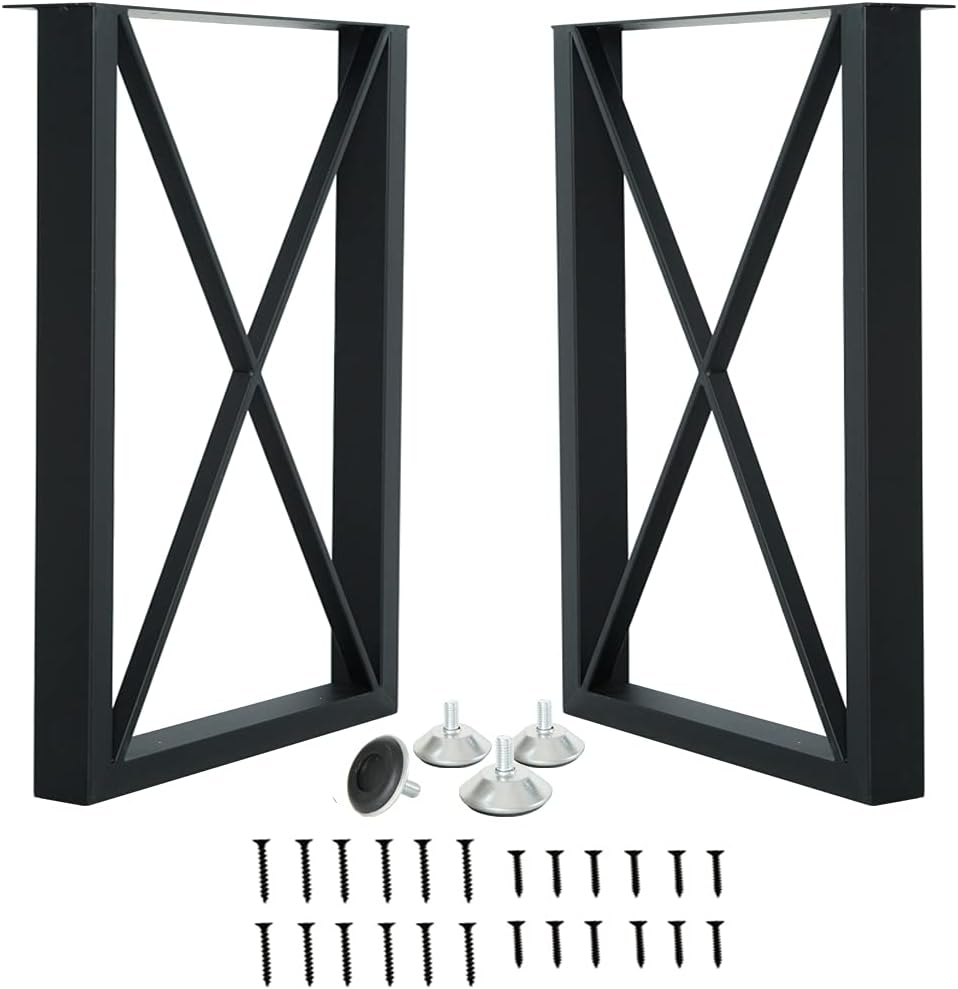 Metal Table Legs, 2 Pcs Heavy Duty Square Tube Desk Legs, 28” Height 20” Wide F47337