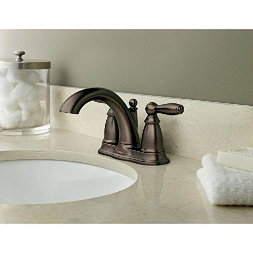 Oil Rubbed Bronze Two-Handle Low Arc Centerset Bathroom Faucet with Drain Assembly O5134