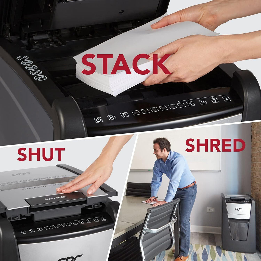 Auto Feed 300 Sheet Capacity Micro-Cut Paper Shredder A480921