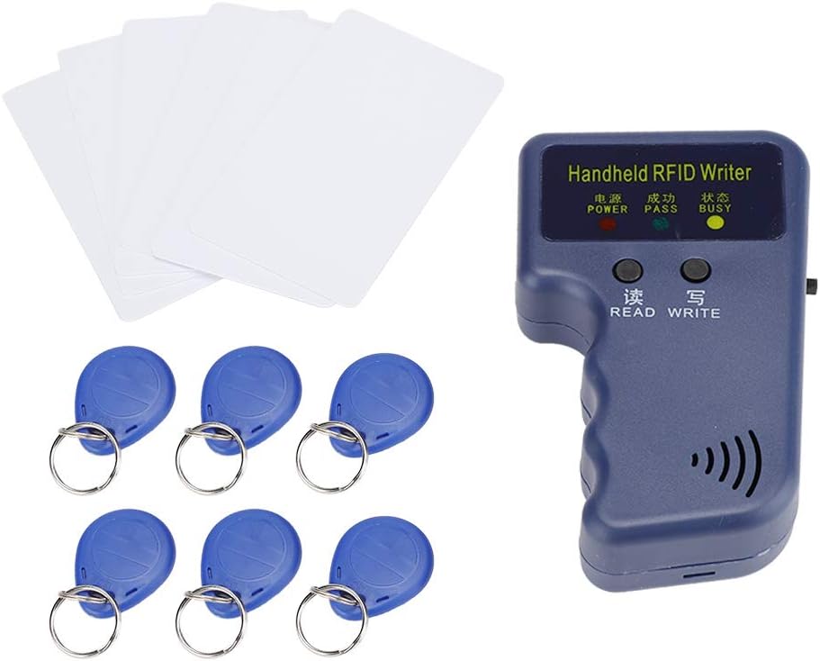 Handheld RFID Card Copier 125KHz ID Duplicator Reader Writer with 5Pcs Writable Keychain and 5Pcs Writable Card B5791