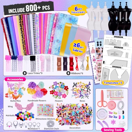 800+Pcs Fashion Designer Kit with 6 Mannequins Sewing Kit D607