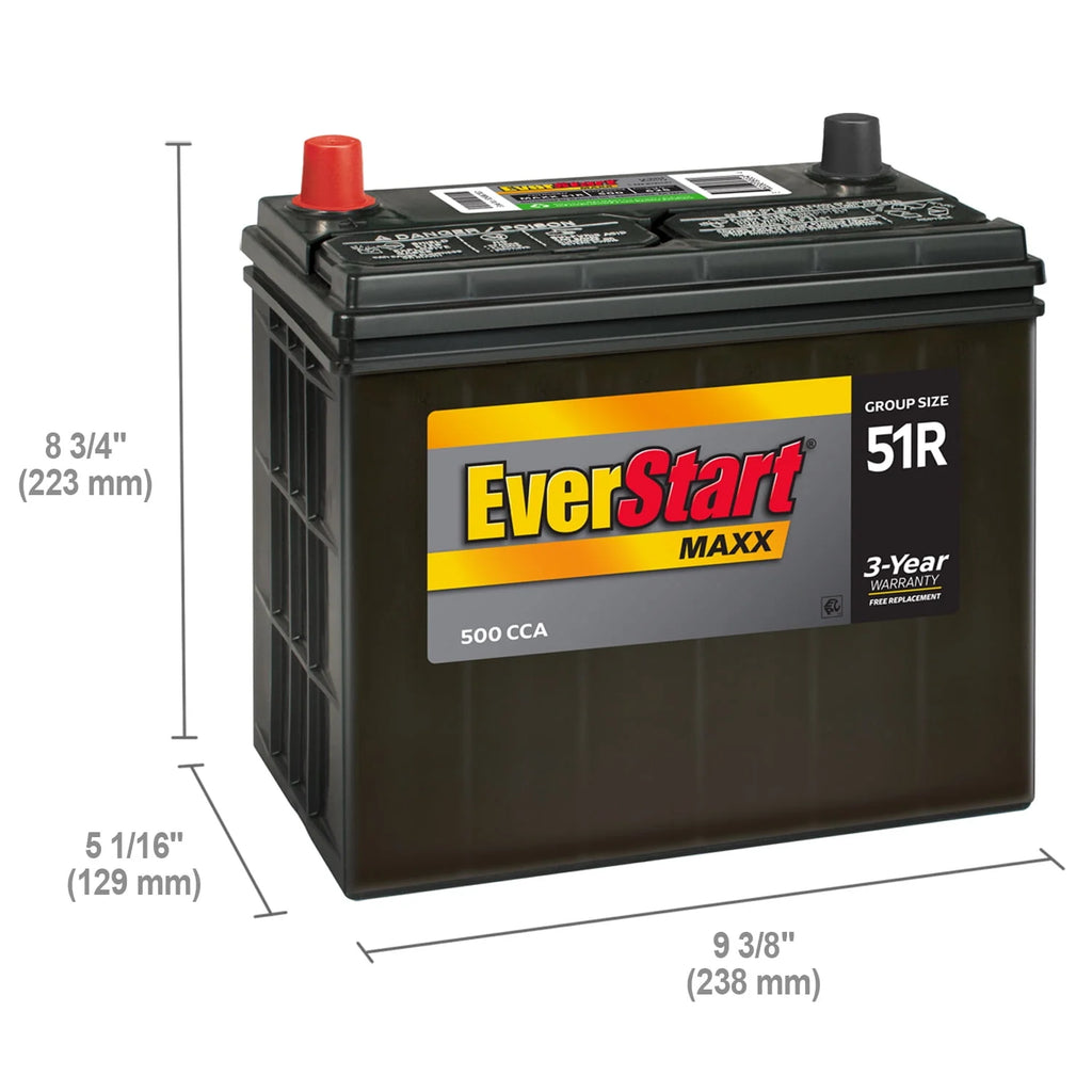 Group Size 51R 12 Volt 500 CCA Lead Acid Automotive Battery B65383