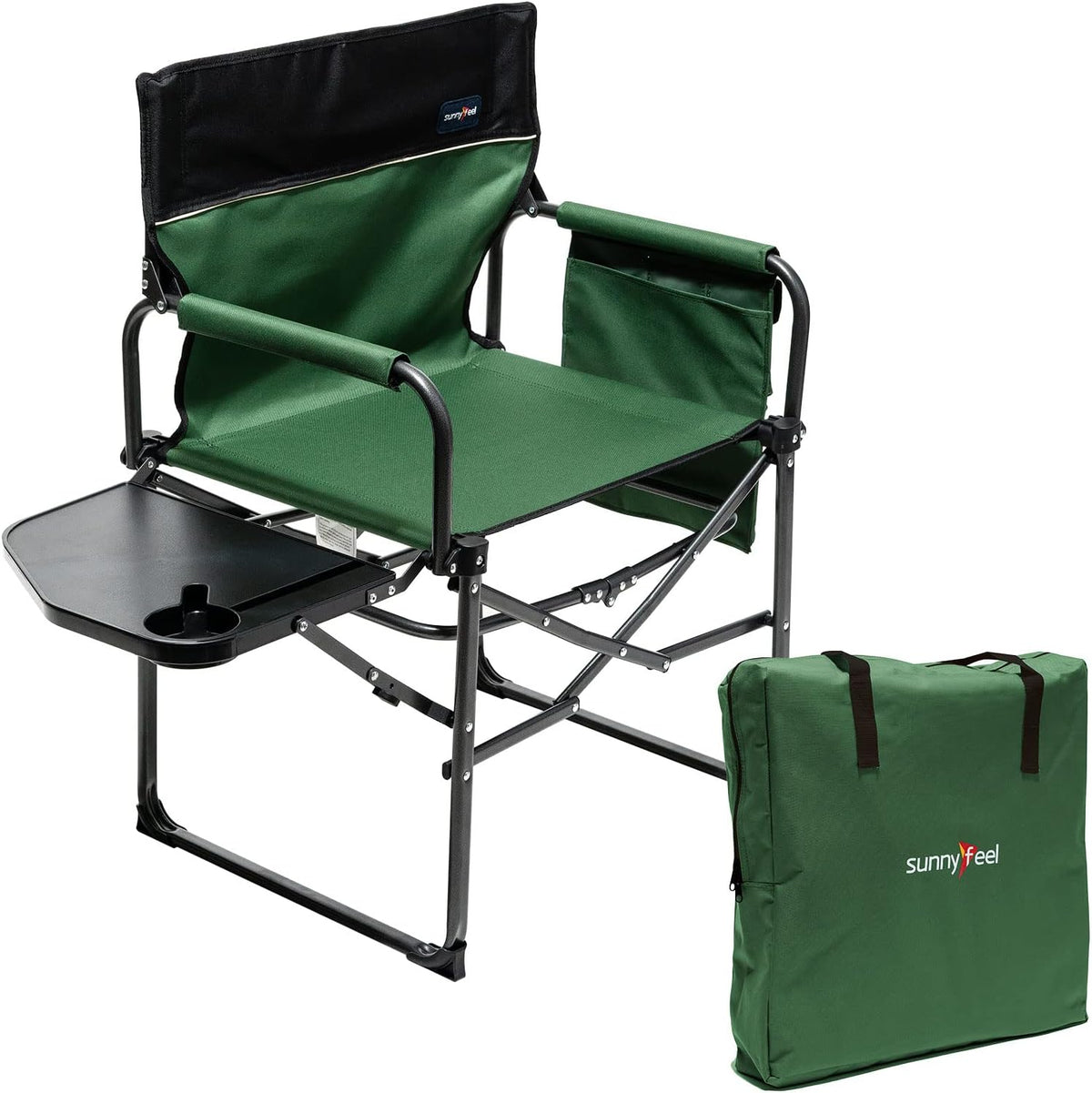 Oversized Heavy Duty Folding Camping Chair with Side Table O529199