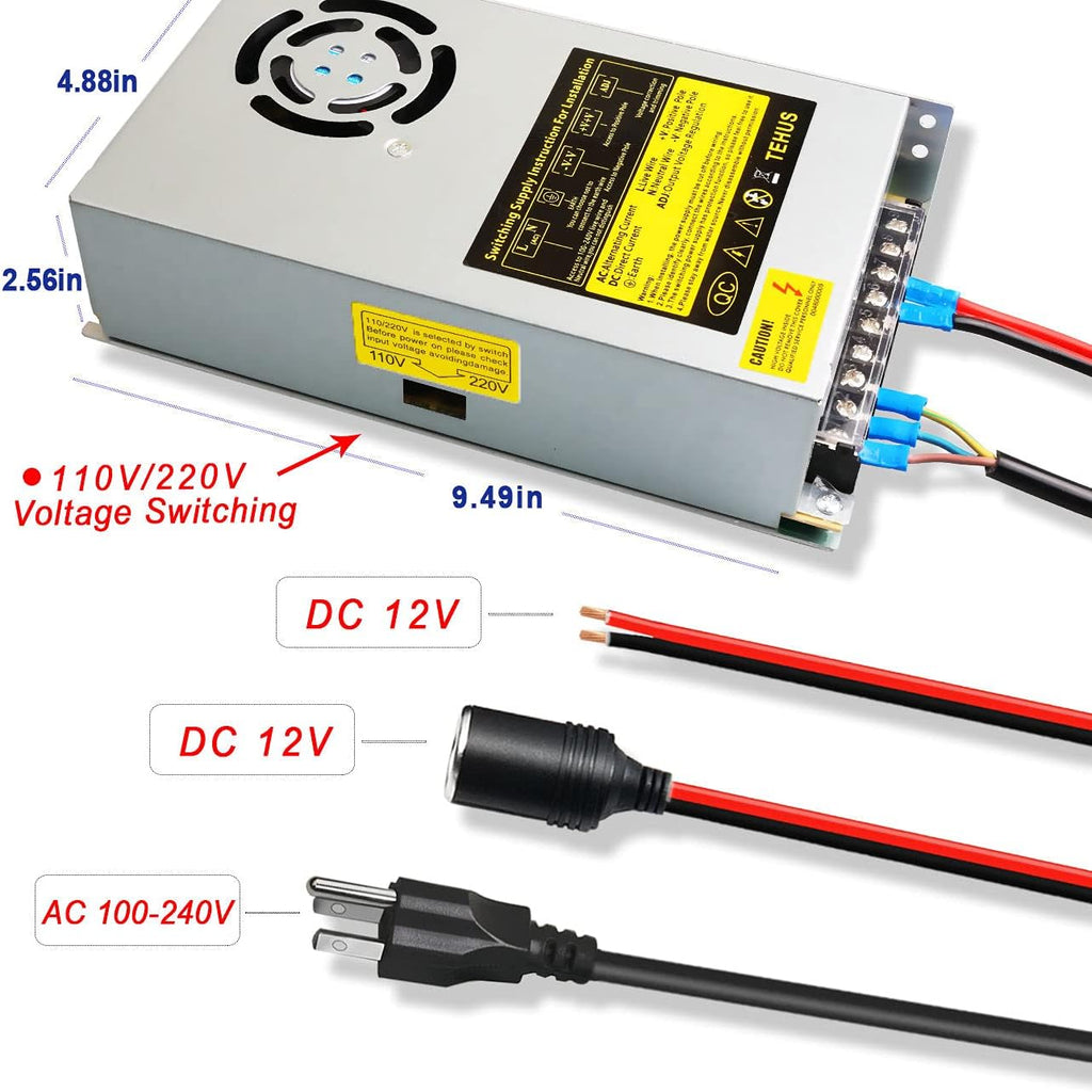 110V/220V to DC 12V 30A 360W Switching Power Supply F9144