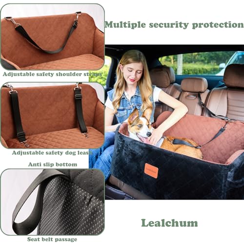 Large Dog Car Seat with Memory Foam Cushion and Storage Pockets (Black) I581