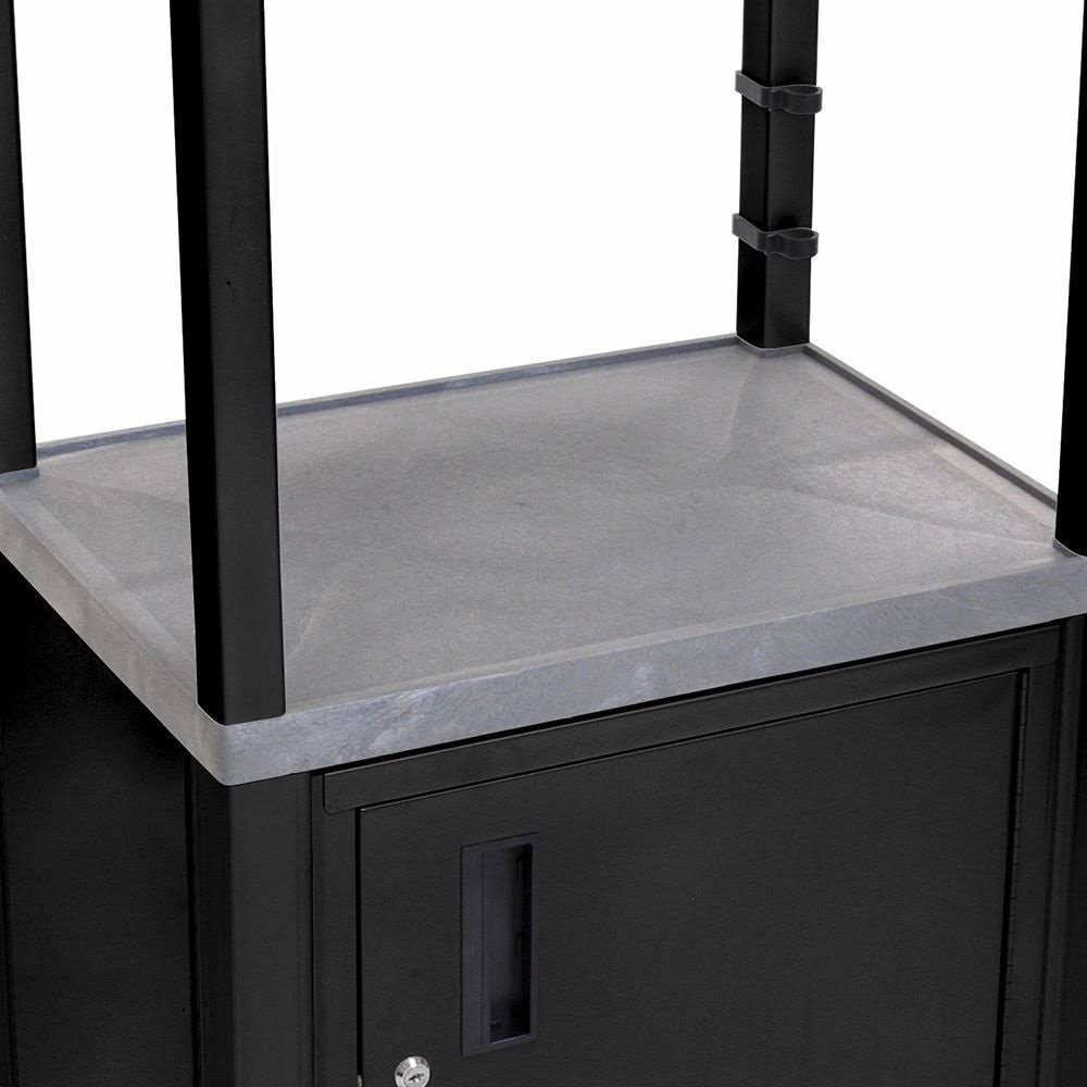 Gray 3 Shelf AV Cart with Cabinet F162