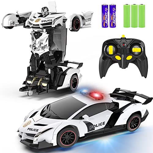 2.4Ghz 1:18 Scale Transforming Police Car Toy with Flashing Light H184029