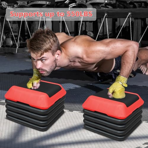 16"x16" Exercise Aerobic Step Platform with 4 Risers, Adjustable Height 4"-6''-8''-10''-12" J349543