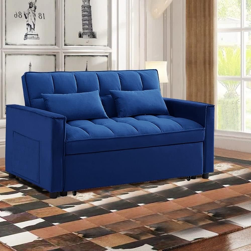 55" Width Convertible Loveseat Sleeper Sofa Grey V14841