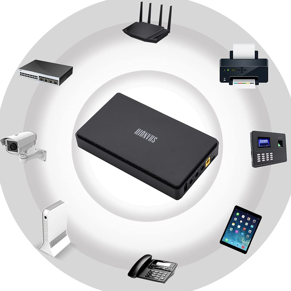 Mini UPS Battery Backup Uninterruptible Power Supply with 10000mAh Power Bank L966178