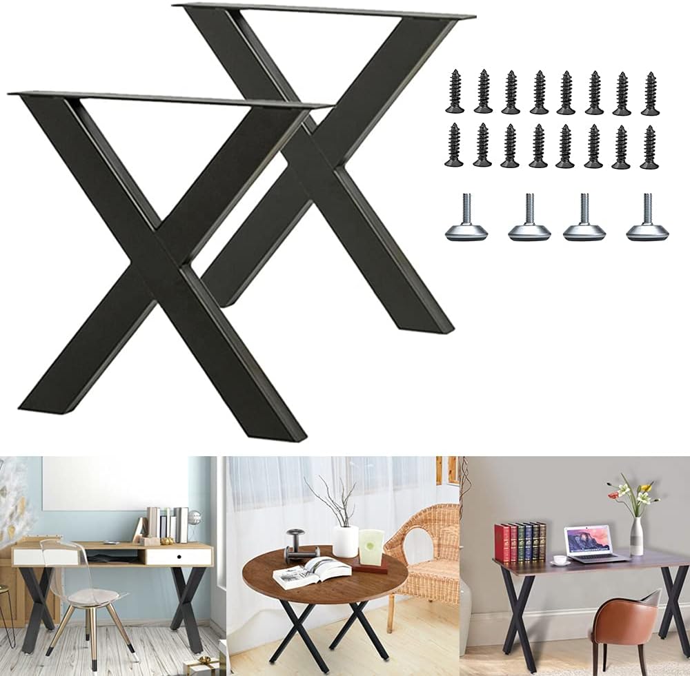 Metal Table Legs, 2 Pcs Heavy Duty Square Tube Desk Legs, 28” Height 20” Wide F47337