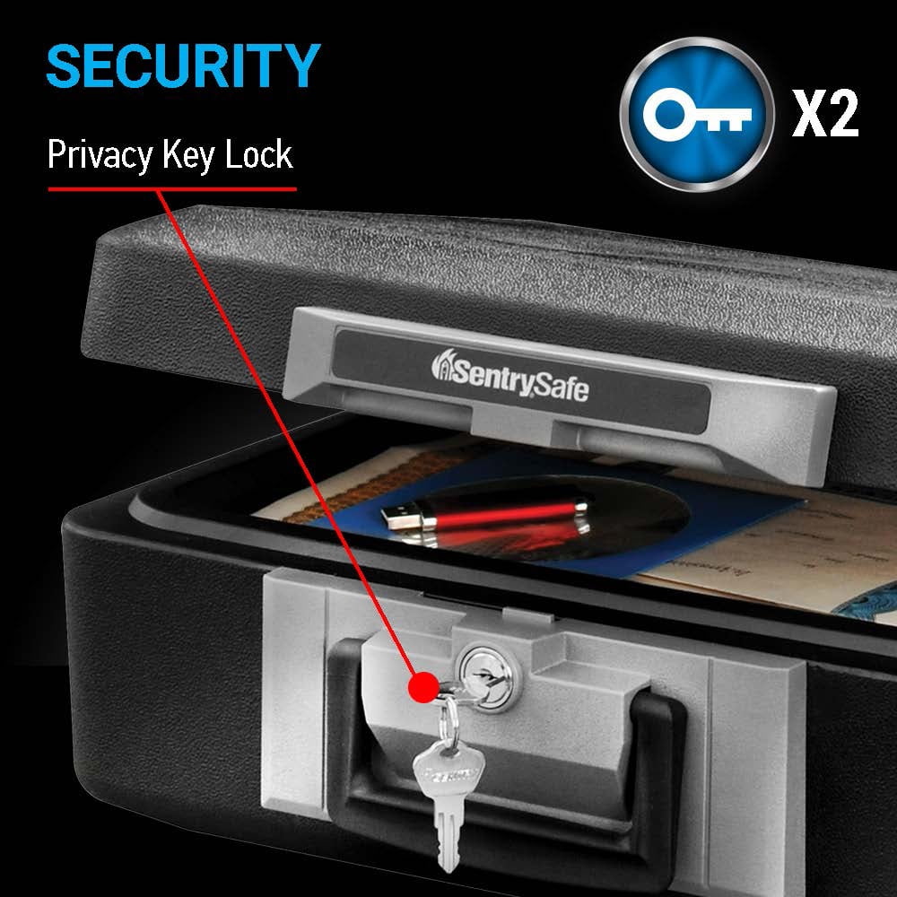 Fire-Resistant Box Safe with Key Lock 0.25 cu. ft., Black K3612