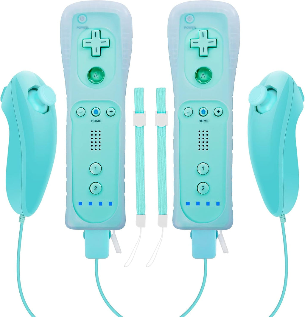 2 Packs Wireless Controller and Nunchuck Joystick with Silicone Case and Wrist Strap Z8784