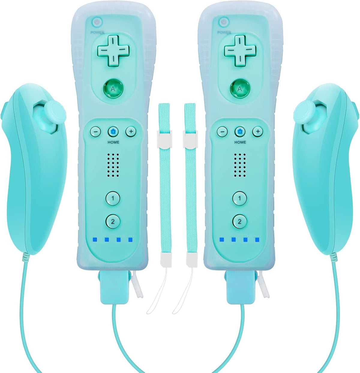 2 Packs Wireless Controller and Nunchuck Joystick with Silicone Case and Wrist Strap Z8784