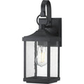 1-Light Textured Black Outdoor Wall Lantern with Clear Seeded Glass M26207