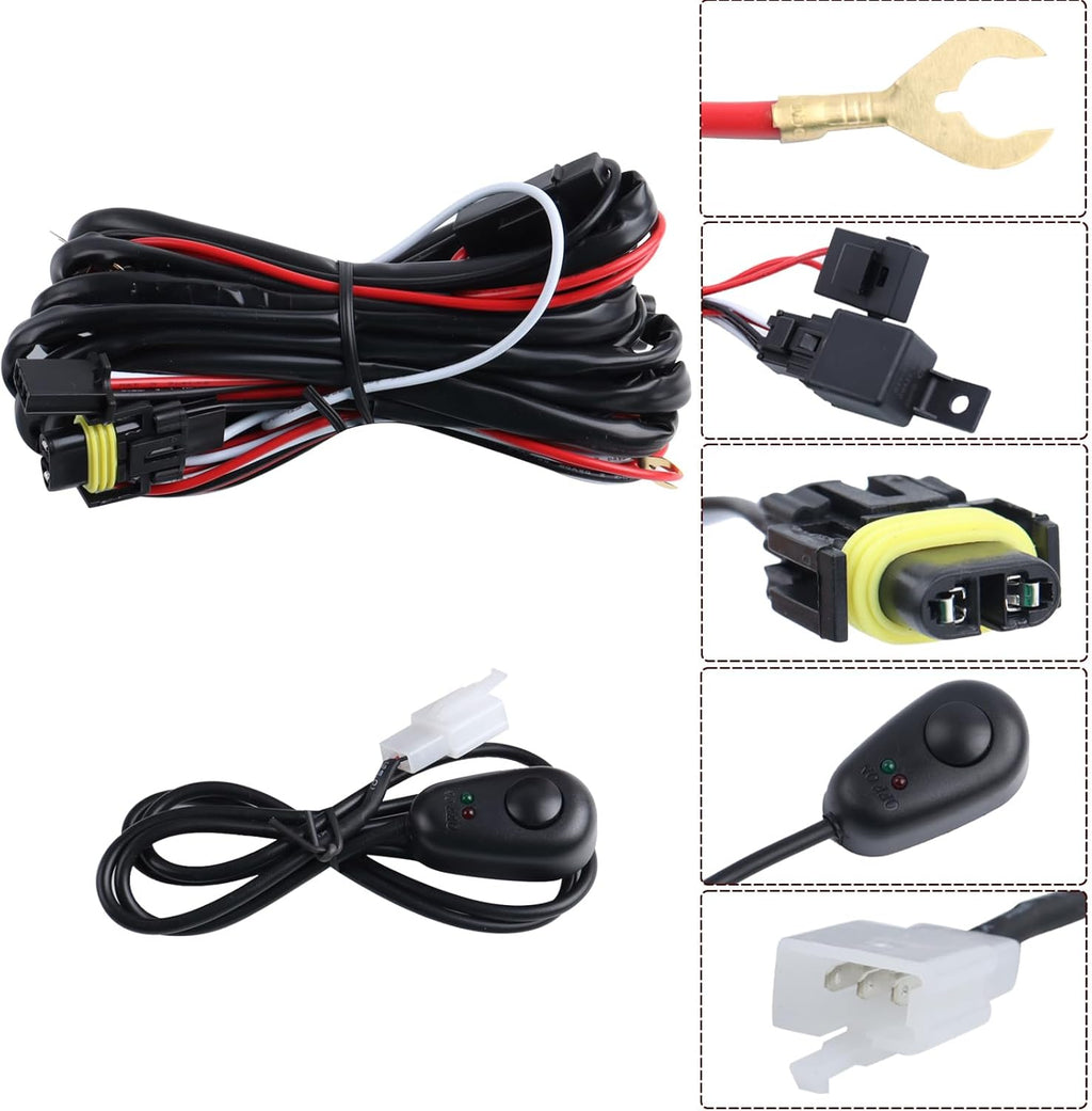 LED Fog Light Set 5pcs Front Bumper Lamp Assembly With Wire Harness Bulbs Cover Bezels N368677