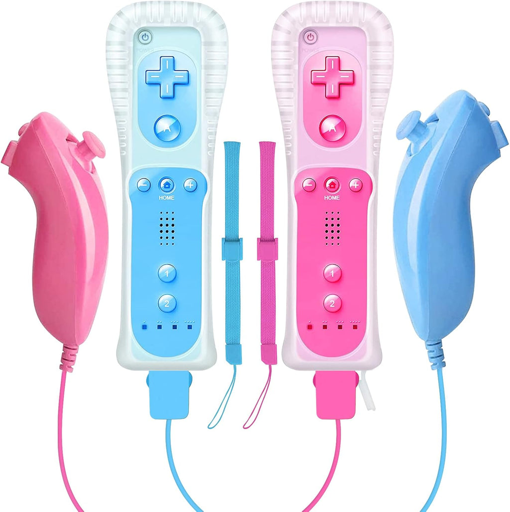 2 Packs Wireless Controller and Nunchuck Joystick with Silicone Case and Wrist Strap Z8784