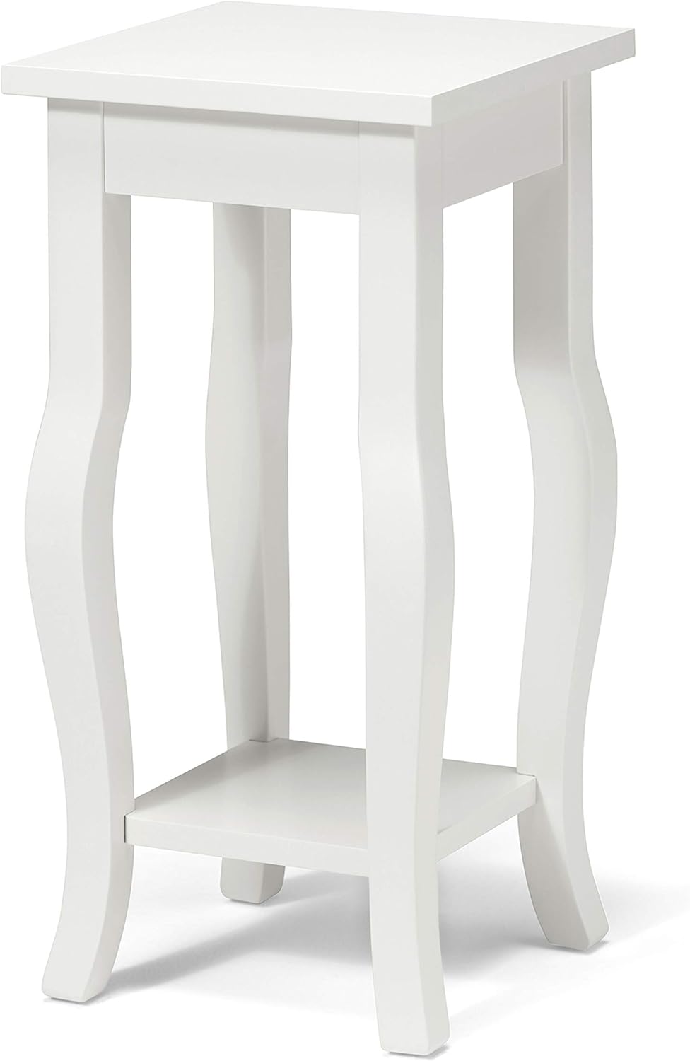 Black Wood Pedestal End Table with Display Shelf M594399