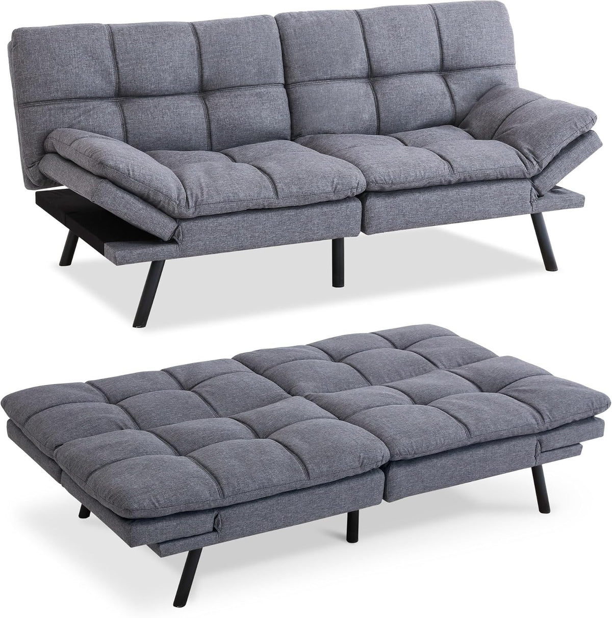 Gray Memory Foam Convertible Sofa Bed X85616