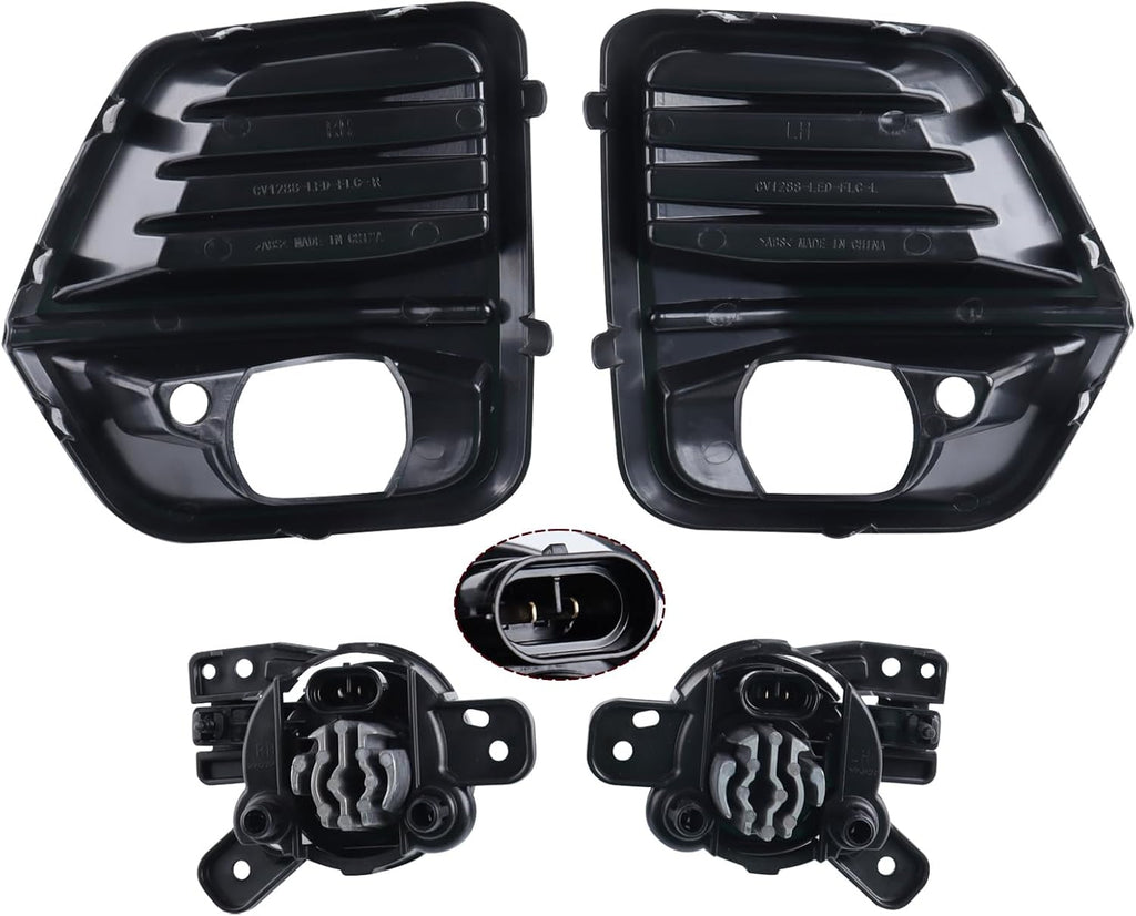 LED Fog Light Set 5pcs Front Bumper Lamp Assembly With Wire Harness Bulbs Cover Bezels N368677