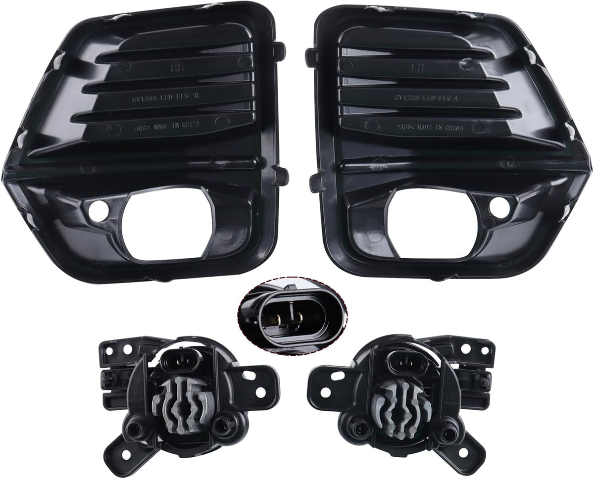 LED Fog Light Set 5pcs Front Bumper Lamp Assembly With Wire Harness Bulbs Cover Bezels N368677