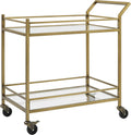 Gold and Glass Rolling Bar Cart S117548