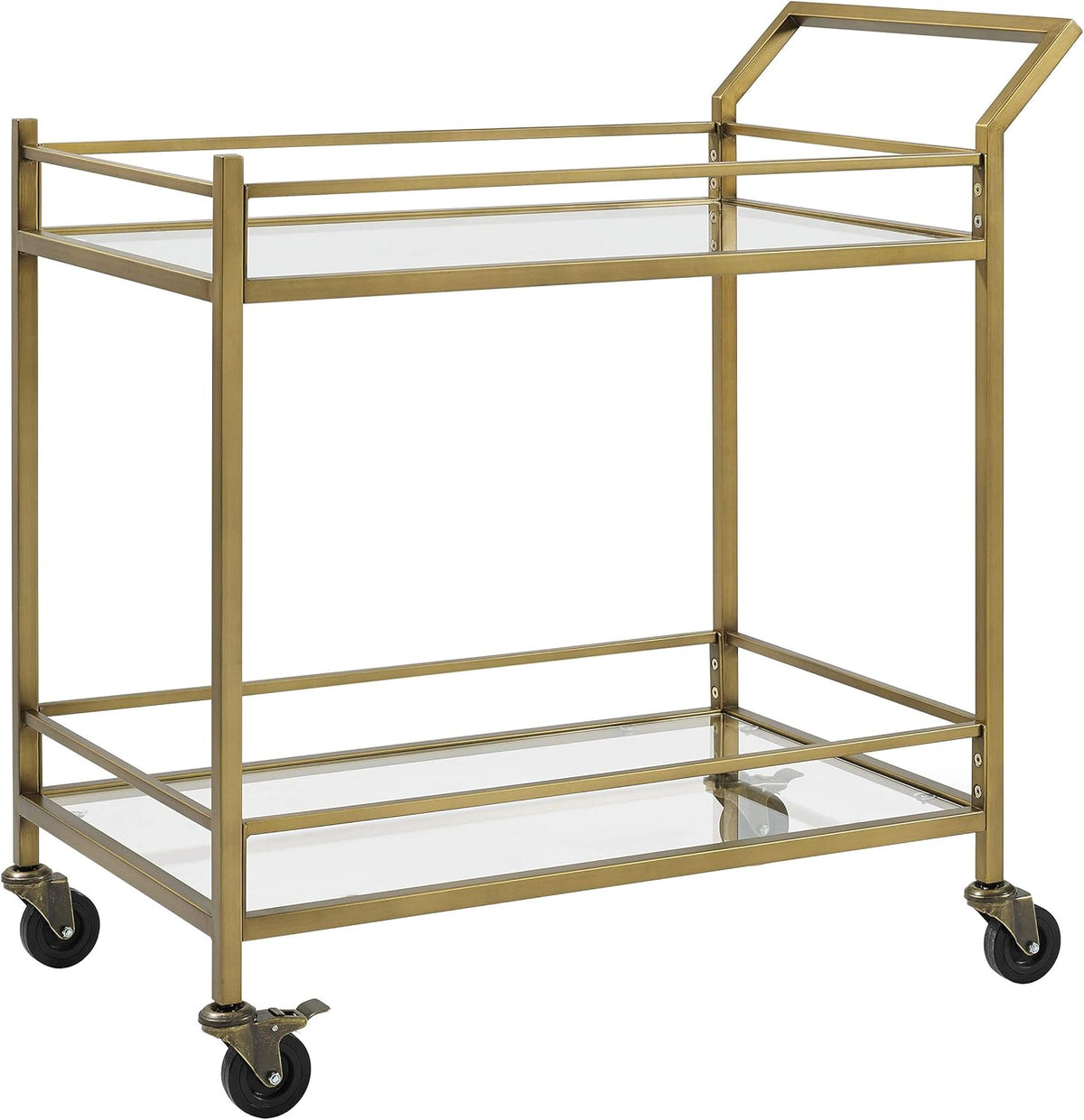 Gold and Glass Rolling Bar Cart S117548