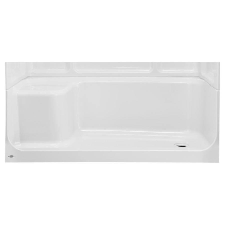 Arctic White Acrylic Shower Base 30-in W x 60-in L with Right Drain U1238