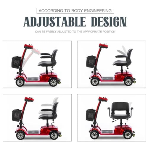Red Foldable 4 Wheel Mobility Scooter 400 lbs 250W with Basket S386