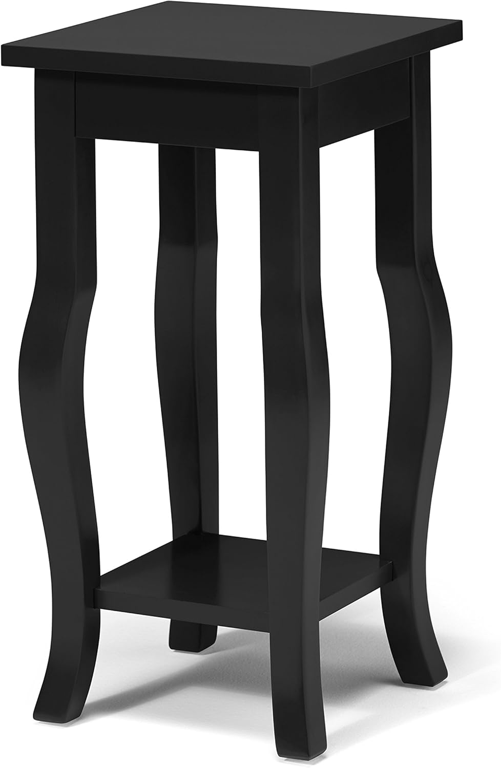 Black Wood Pedestal End Table with Display Shelf M594399