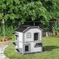 Wooden 2-Story Outdoor Cat House with Escape Door S9517