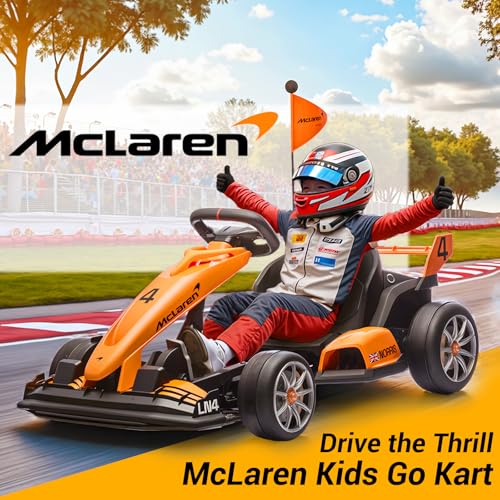 24V Kids Electric Go Kart with Dual 200W Motors, Adjustable Seat, Anti-Skid Tires, LED Lights, Orange F531001