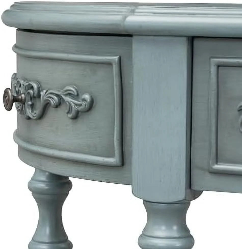 Retro Curved Console Table with 2 Top Drawers and Solid Wooden Frame W69622