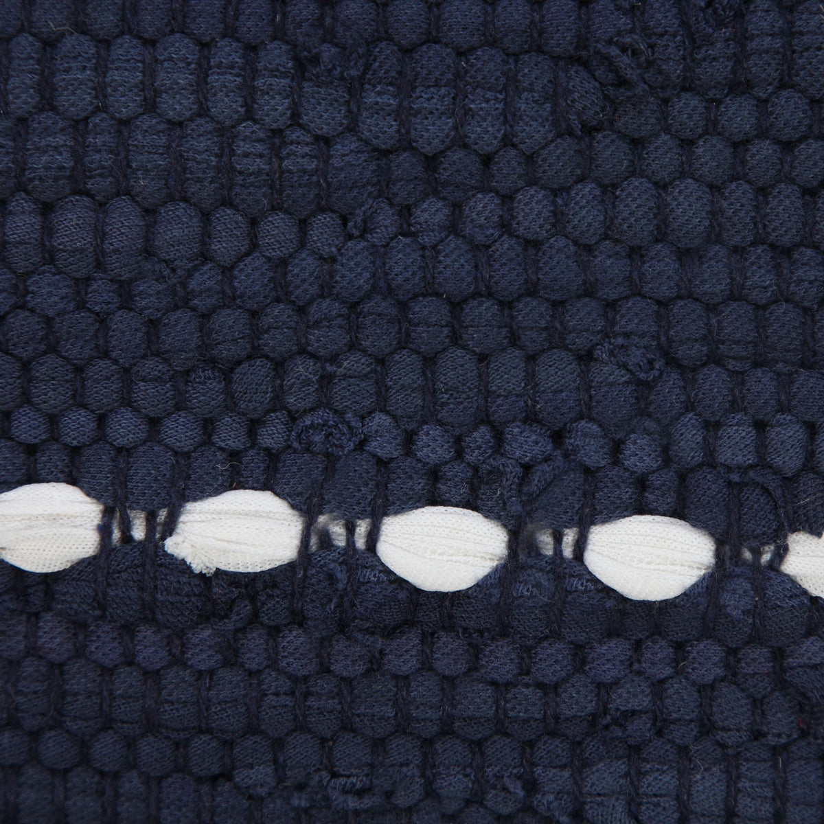 Navy Blue White Striped Jute Lumbar Throw Pillow U751851