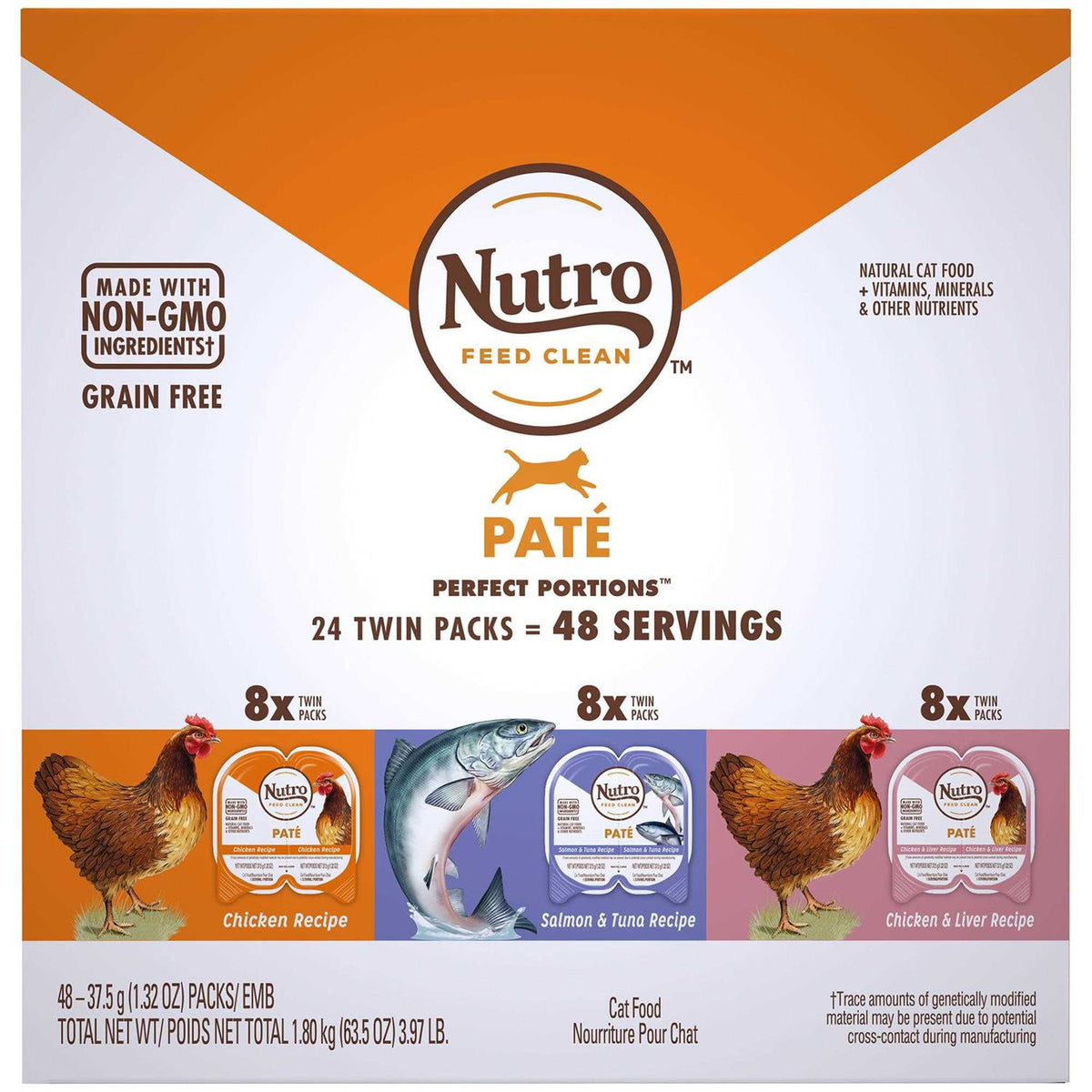 Grain Free Chicken Salmon Tuna Liver Wet Cat Food Pate Variety Pack Q44709